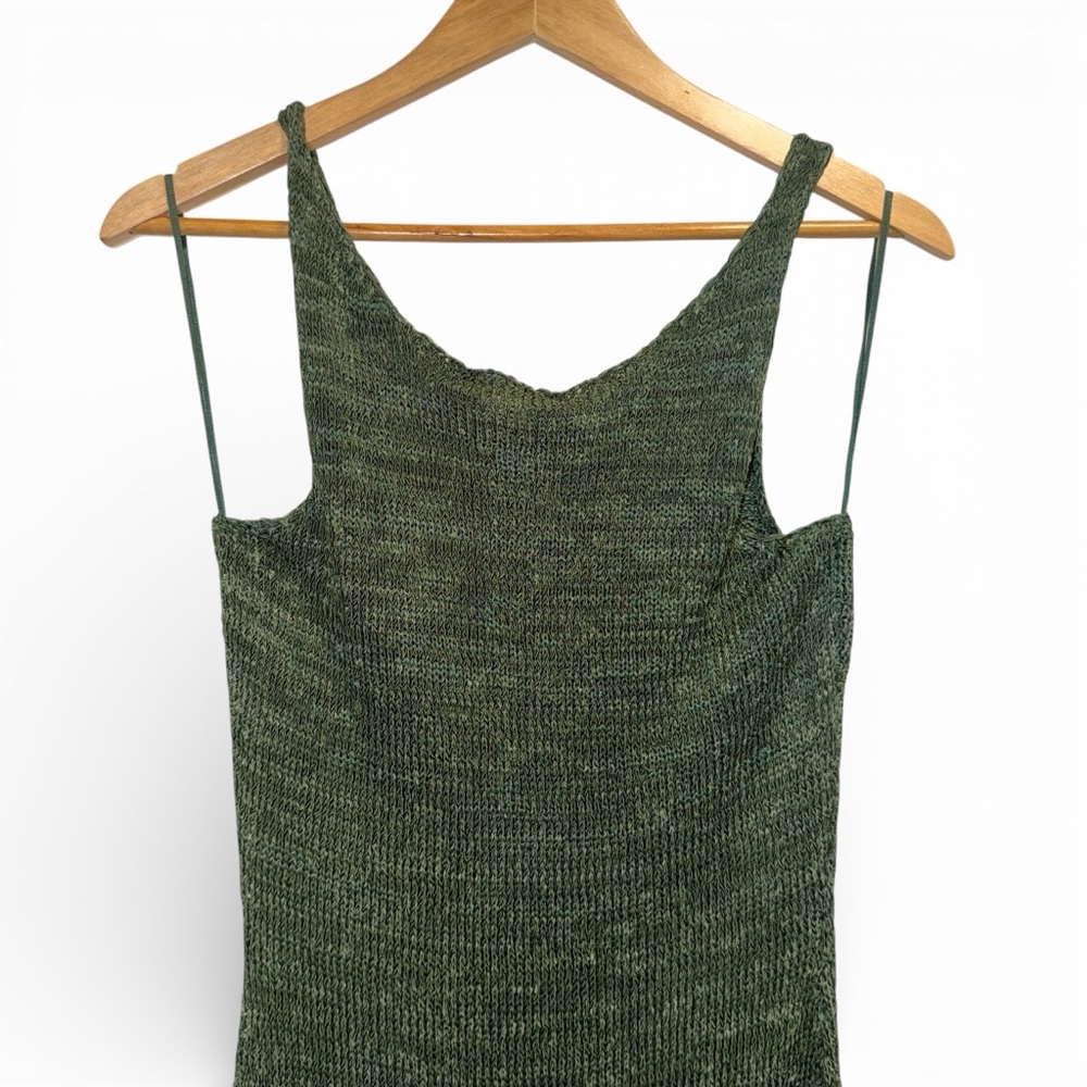 JW Anderson Green Metallic Knit Maxi Dress Gold Foil Coated Medium Designer NWT - Picture 9 of 13